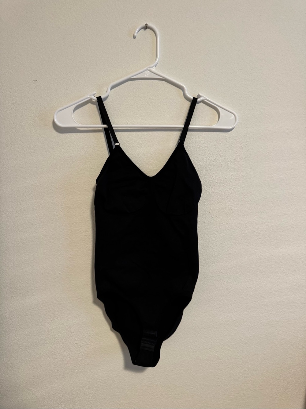 Women's Black V-Neck Bodysuit with Adjustable Straps